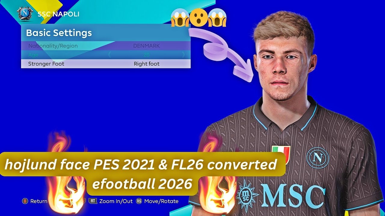 hojlund face PES 2021 & FL26 converted efootball 2026
