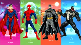 Superman 🆚 Spiderman 🆚 Batman 🆚 Venom | Marvel Heroes 🆚 DC Heroes | Tiles Hop Fun Ball