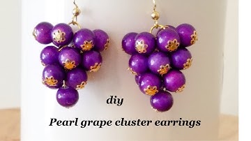 How to make pearl grape cluster earrings||Making simple and easy cluster pearl earrings grapevine
