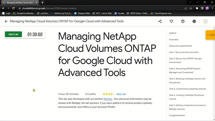 Managing NetApp Cloud Volumes ONTAP for Google Cloud with Advanced Tools || GSP931|| Solution
