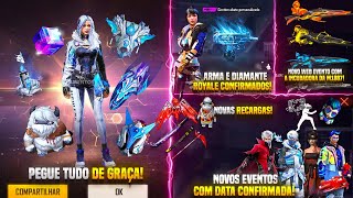 CALENDÁRIO SEMANAL FF! ROUPAS E SKINS DE GRAÇA, ARMA E DIAMANTE ROYALE CONFIRMADOS, EVENTOS E MAIS!!