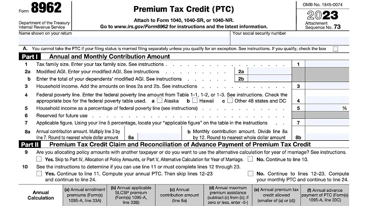 IRS Form 8962 walkthrough (Premium Tax Credit)