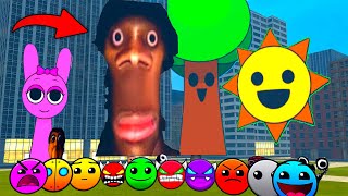 Giant Aughh And Sprunki Mrsun Mrtree, Geometry Dash Emojis Nextbots In Gmod