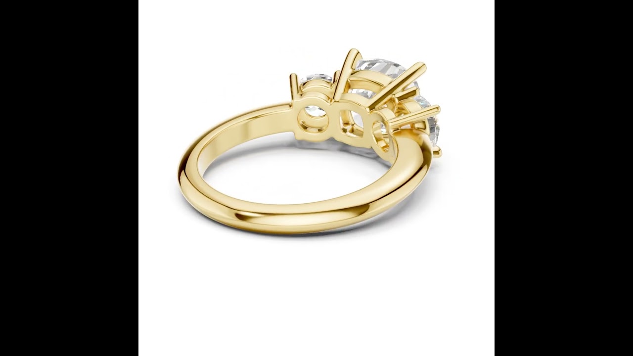 Cushion Cut Triple Stone Ring