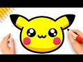 HOW TO DRAW A CUTE PIKACHU FACE KAWAII EASY ⚡