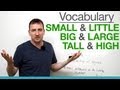 6 confusing words - small  little, big  large, tall  high