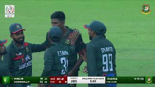 Big Wicket for Bangladesh! Josh Inglis departs. Caught by Litton Das, bowled by Nahid Rana!