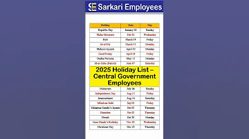 2025 Holiday List For Central Govt Employees Leave 