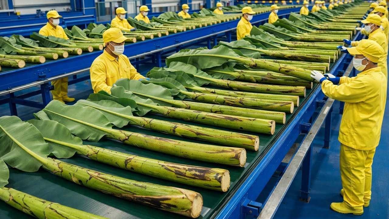 Inside Banana Fiber Factory | Banana Tree Trunk to Natural Fiber Manufacturing Process