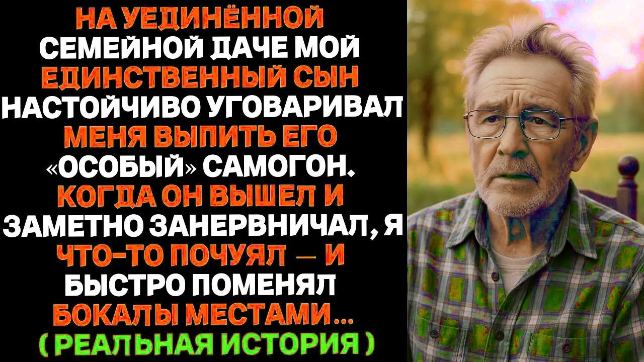 Мой сын настаивал, чтобы я выпил его «особый» самогон — но когда он вышел, я тихо поменял бокалы мес