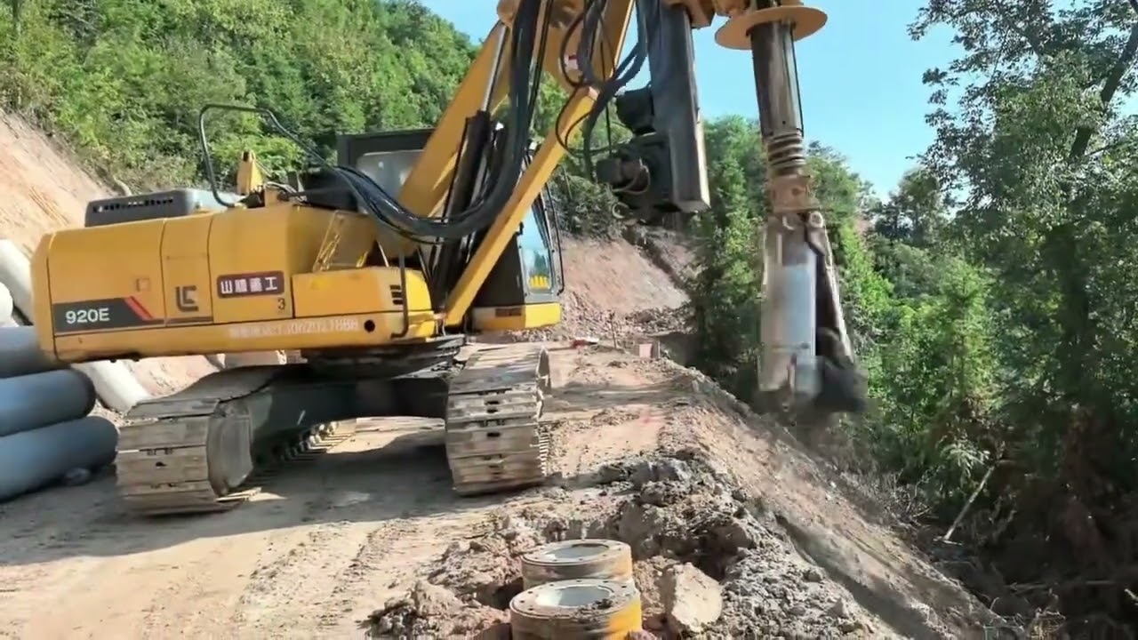 Longgong 6225 excavator refitted rotary drilling rig for off-line test run,