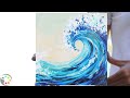 How to Paint in Acrylics | Easy Ocean Wave Painting Tutorial | 15-minute painting!