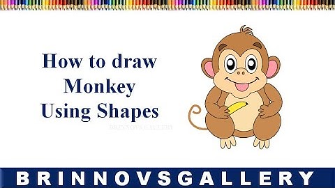 How to draw Monkey step by step | Monkey Drawing | Draw With shapes | how to Draw cartoon Monkey