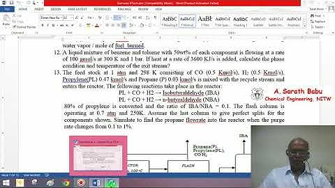 Lecture 28: Estimation of Phase Condition of Exit Stream in Aspen