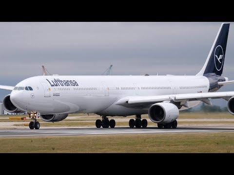 First Lufthansa A340 600 In New Livery Up Close At Takeoff Manchester Airport