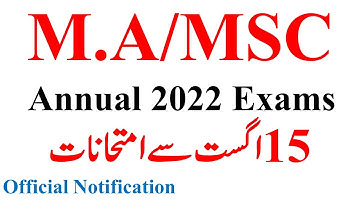 MA MSc Part 1 & 2 Annual 2022 Exams Official Dates Notification - MA MSc Exams 2022 - ma msc exam