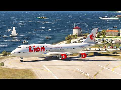 OMG 747-8 Lion Air Takeoff on Short Runway Skiathos Airport