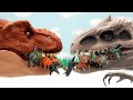 Giant dinosaur eat small dinos tyrannosaurus indominus jurassic world blue