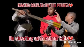 MAKING COUPLES SWITCH PHONES pt3​⁠ 💔📲 Loyalty test | PUBLIC INTERVIEW