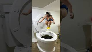I Jumped Super High Into The Worlds Largest Toilet Black Water Pool With Big Splash #Shorts