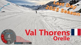 [4K] Skiing Val Thorens from Orelle Last Day of 2023 Ski Season, Les3Vallées France, GoPro HERO11