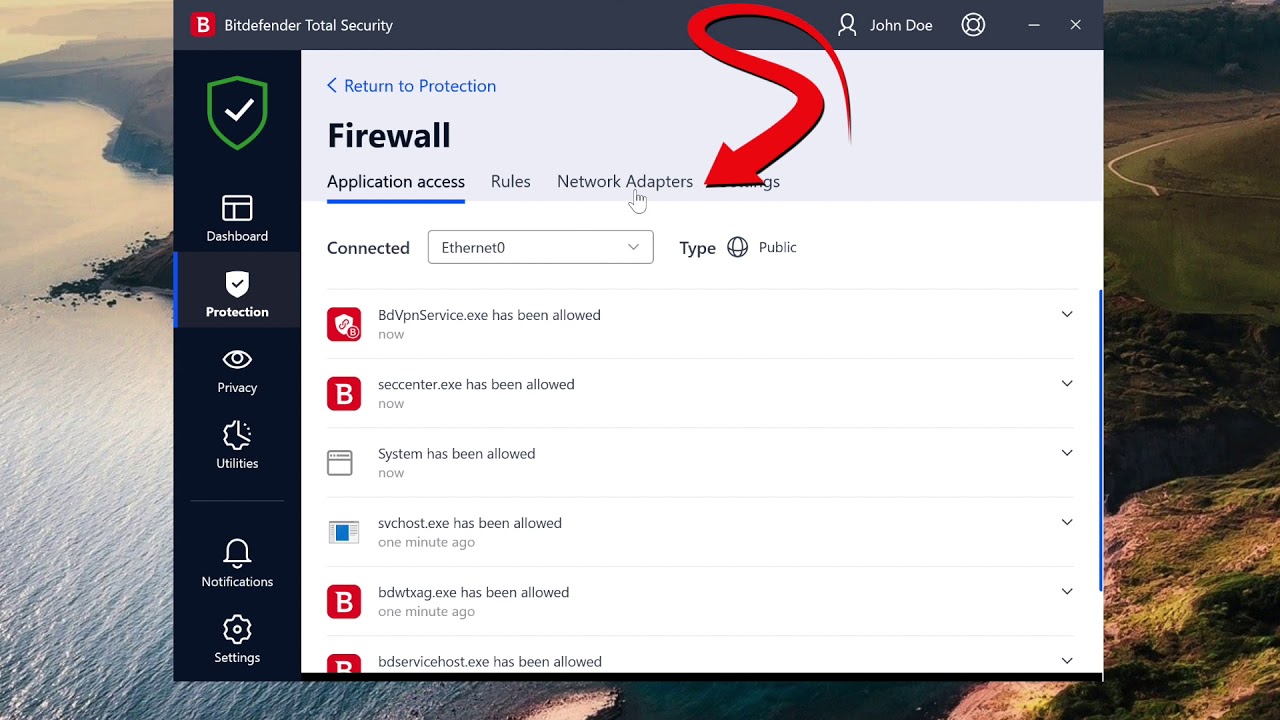 How to allow a printer through Bitdefender firewall