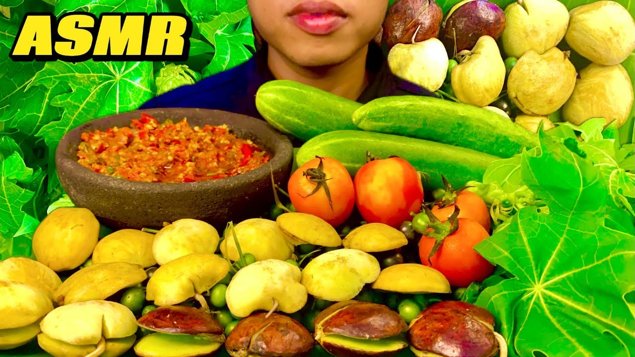 ASMR LALAPAN MENTAH, JENGKOL TUA, DAUN PEPAYA, LEUNCA, TOMAT, SAMBAL MUKBANG INDONESIA