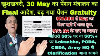 31 May Pension Credited, Gratuity Limit बढ़ गया, 50% या ज्यादा हो गया Clear देखें #sparsh #csd #msp