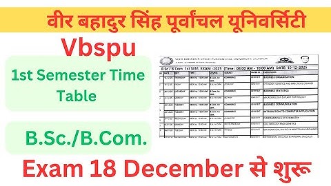 vbspu 1st semester time table 2026 | bsc bcom 1st semester exam schedule