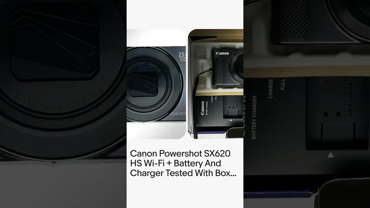 Canon Powershot SX620 HS Wi-Fi + Battery And Charger Tested With Box Dark Gray
