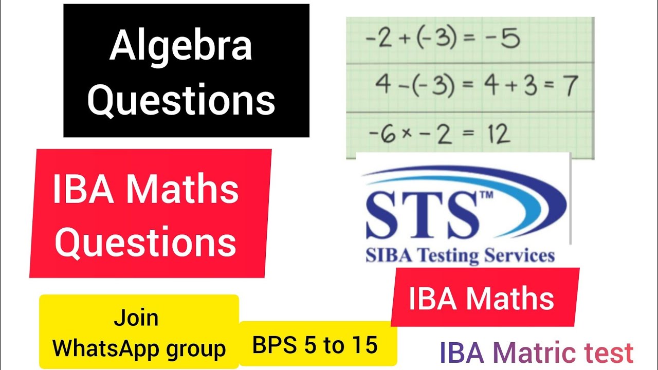 Algebra Maths| IBA STS Matric category test preparation BPS 5 to 15 jobs