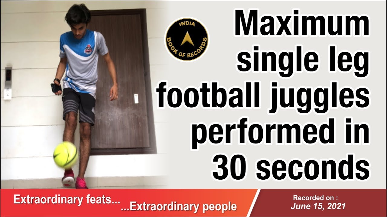 Maximum single leg football juggles performed in 30 seconds YouTube