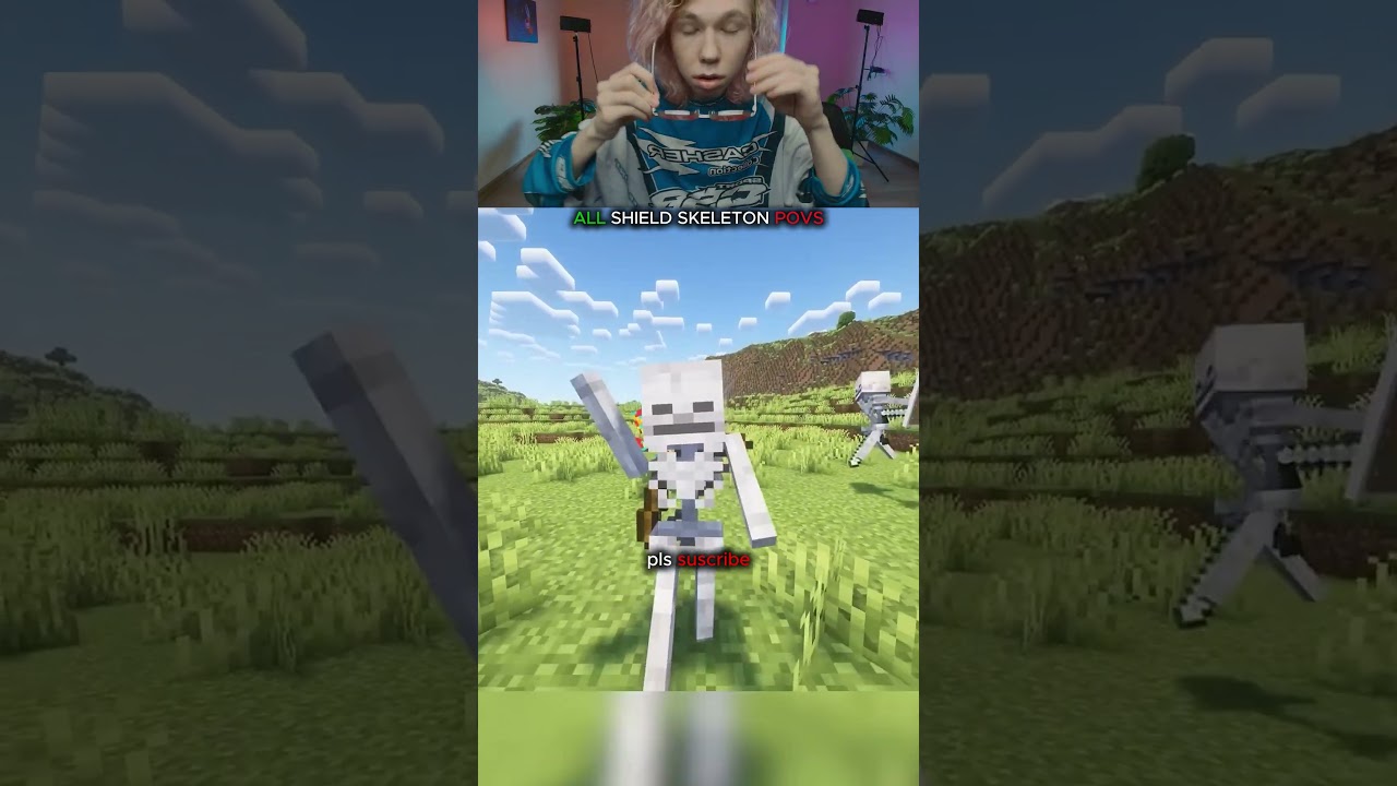 Мем со скелетом из Minecraft в мгновение ока 💀🗡️🛡️ 
