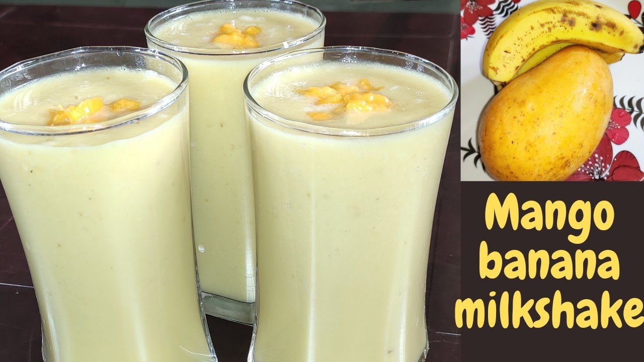 Mango banana milkshake only with 4 ingredients homemade easy