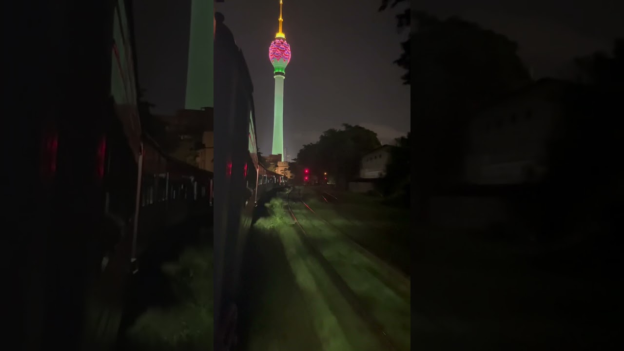 Nights view of Lotus Tower from the Train 