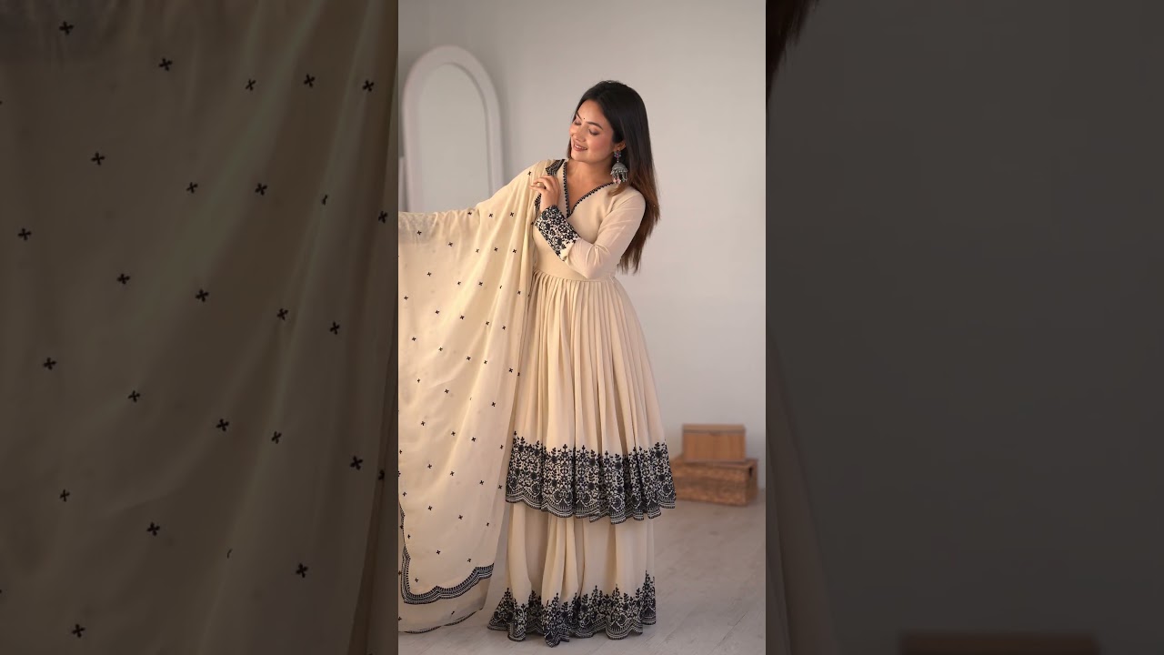 Beige Faux Georgette Suit