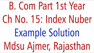 Statistics Example Solution. Ch 15 Index Number MDSU Ajmer B. Com Part 1st Year