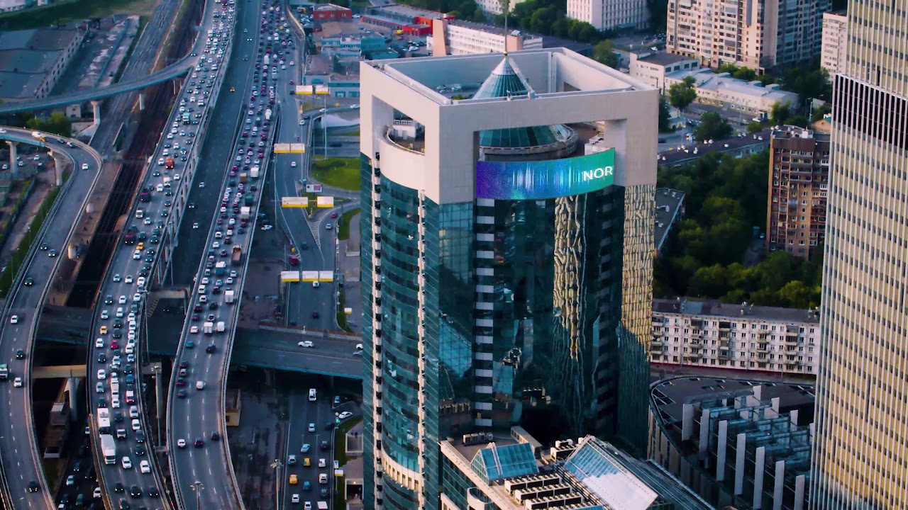 Nord Lights media facades in the MIBC «Moskva-City» ( «The Northern Tower» )