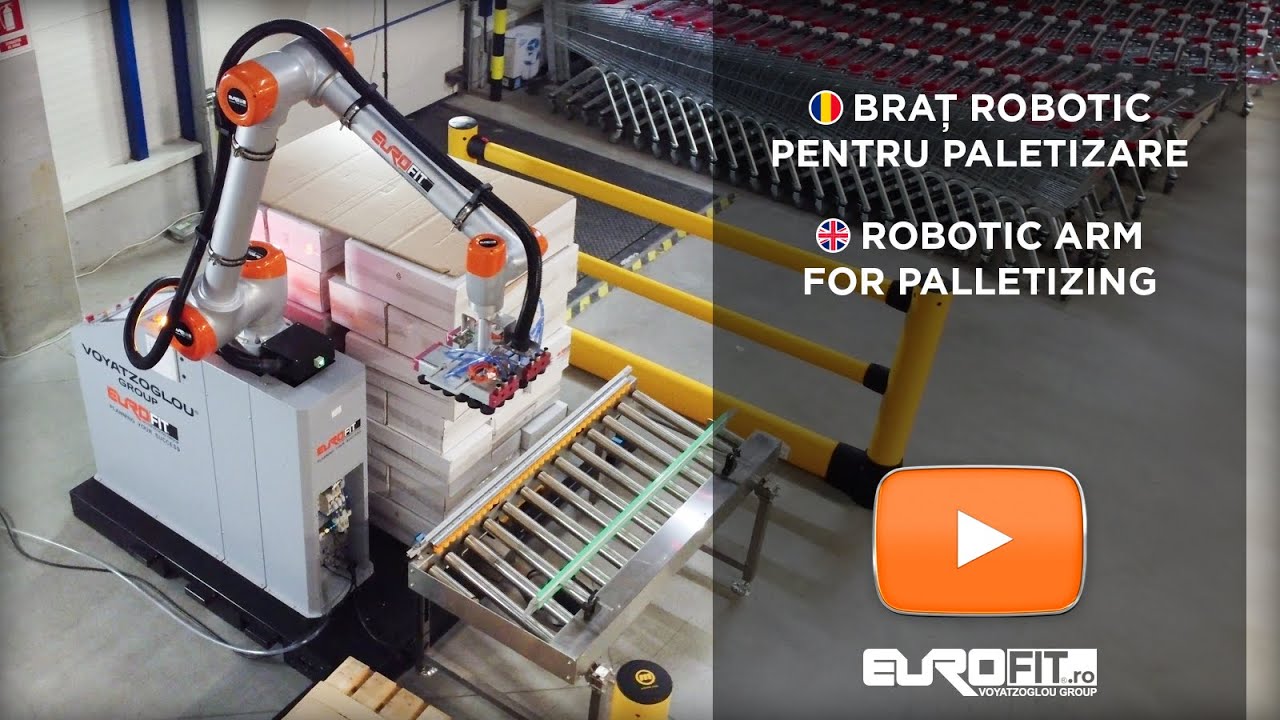 Braț robotic industrial pentru paletizare în depozitul EUROFIT – Test & Aplicație reală