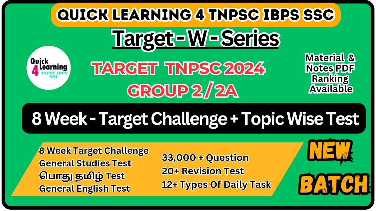 TNPSC Group 2/2A 2024 Study Plan and Test Series | Target Weekly Series ...