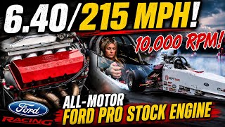 10,200 RPM Ford, 499-cube Pro Stock-Dragster runs 6.40/215 mph! Pilot: Cali Neff