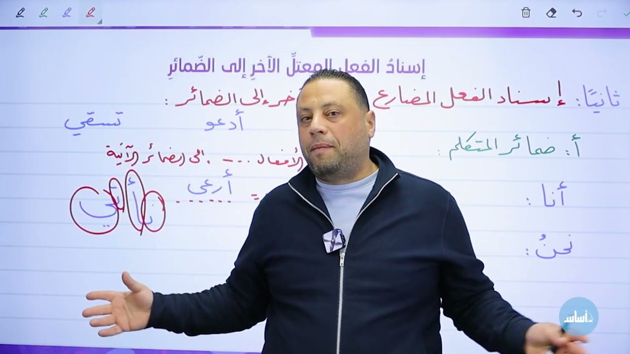 إسناد الفعل المضارع المعتل الآخر إلى الضمائر 🧑‍🏫 - صف تاسع (المنهاج الجديد) #محمد_متولي 