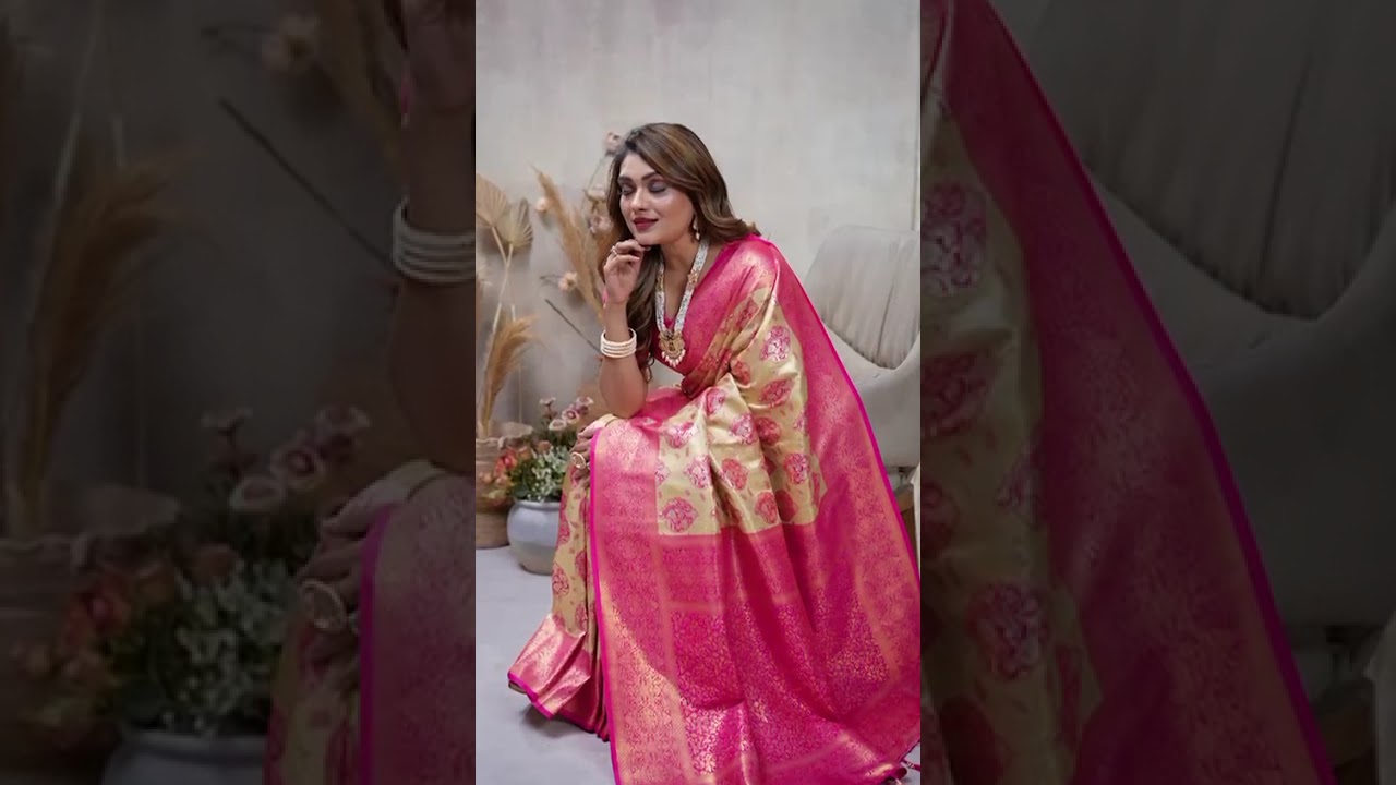 Beige Banarasi Tissue Silk Saree