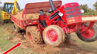 JCB 3dx Xpert Loading Mud Mahindra 275 Di Tractor with Trolley Stuck in Mud Jcb video #jcb #tractor