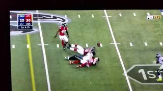 Luke Willson #82 loses ball gets intercepted Seahawks