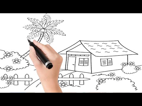 Vẽ tranh phong cảnh đơn giản | Hướng dẫn bé tập vẽ và tô màu | Simple  landscape painting - YouTube