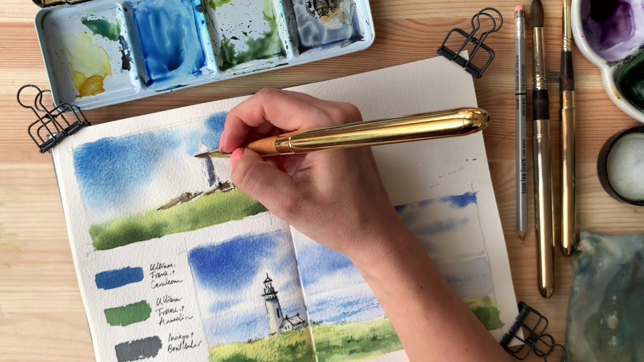 Sketchbook Series - Painting watercolor landscape studies in your watercolor  journal, JowishkaArt