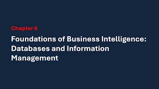 Foundations of Business Intelligence: Databases and Information Management
