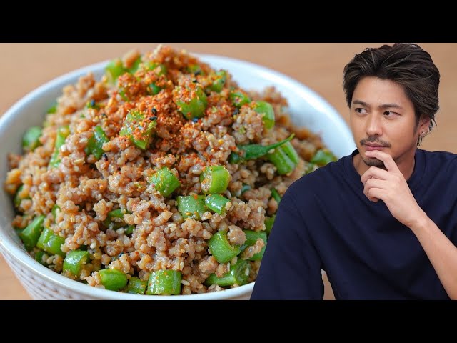 【大人味のそぼろ飯】甘辛く煮詰めたそぼろとインゲンの食感で音も楽しい丼ものです！