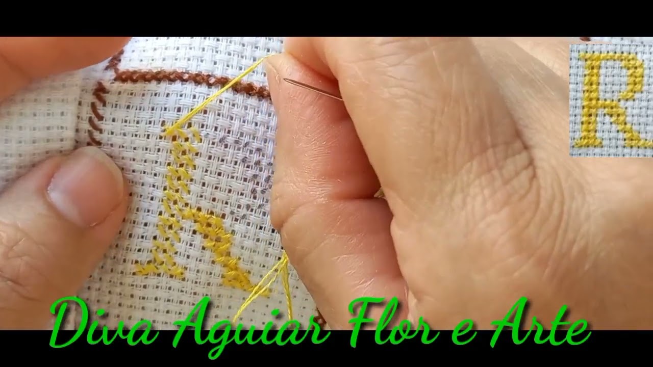 letra R maiúscula em ponto cruz passo a passo